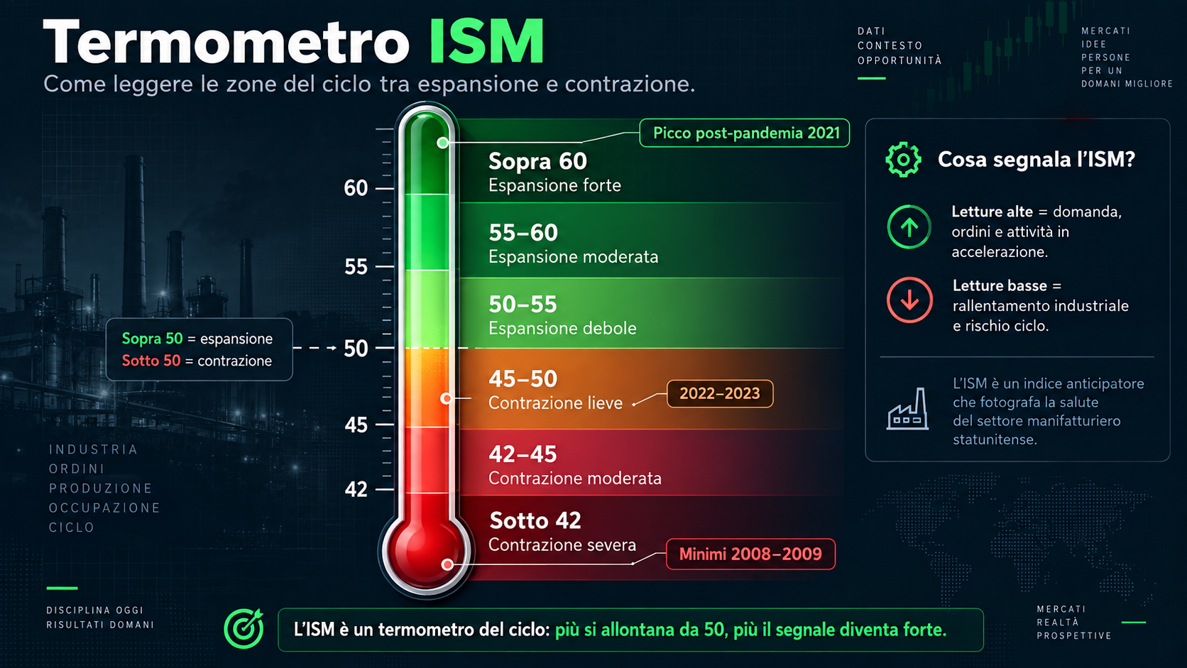 Termometro verticale ISM con zone colorate